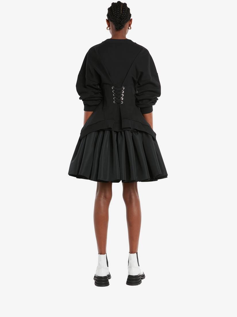 Gathered Mini Skirt in Black - 4