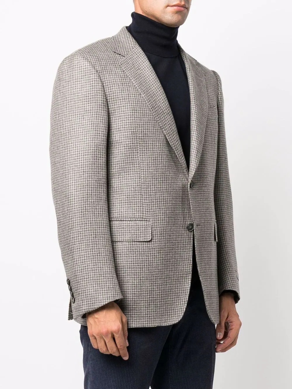 single-breasted houndstooth blazer - 3