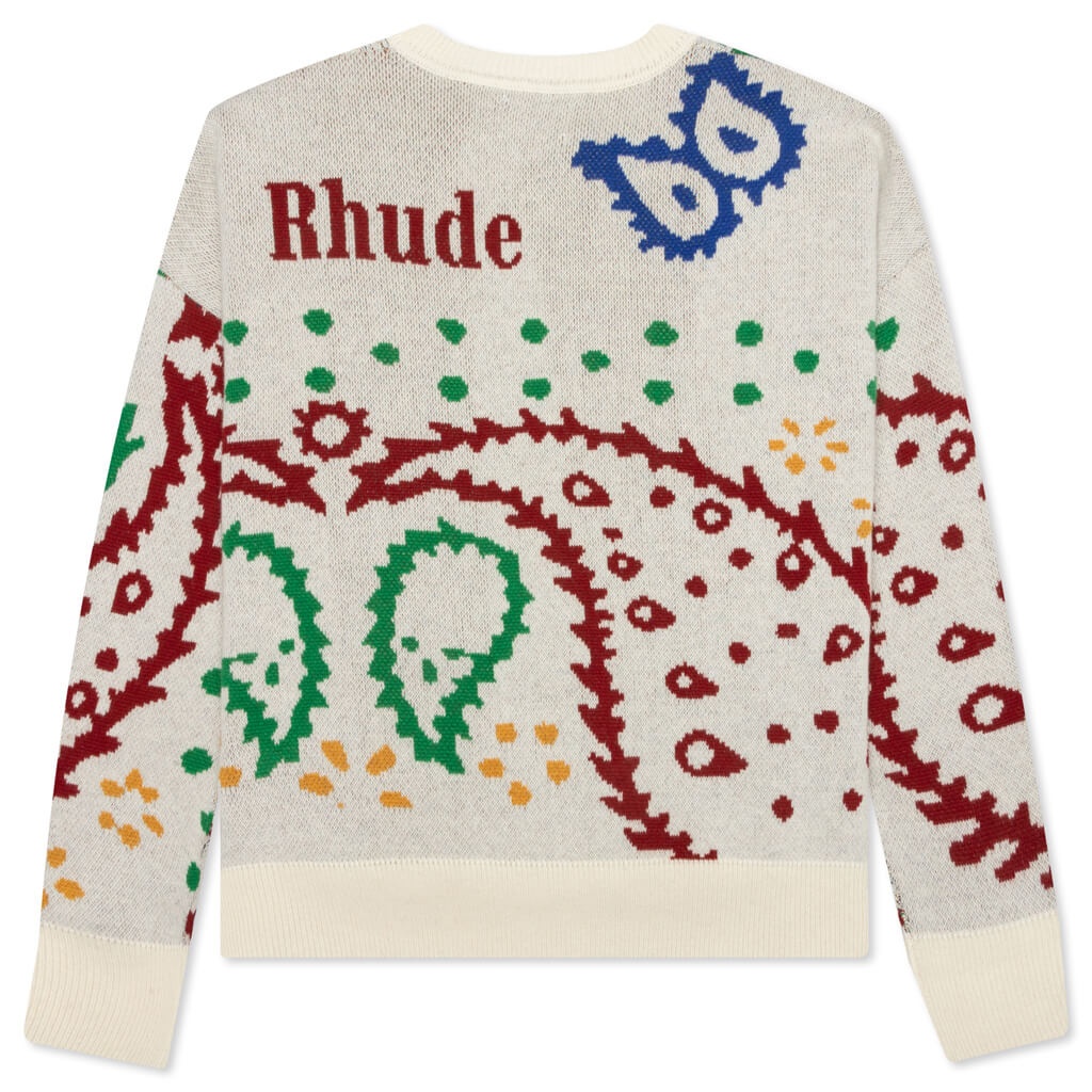 RHUDE MULTI COLOR BANDANA CREW - CREME/MULTI - 2