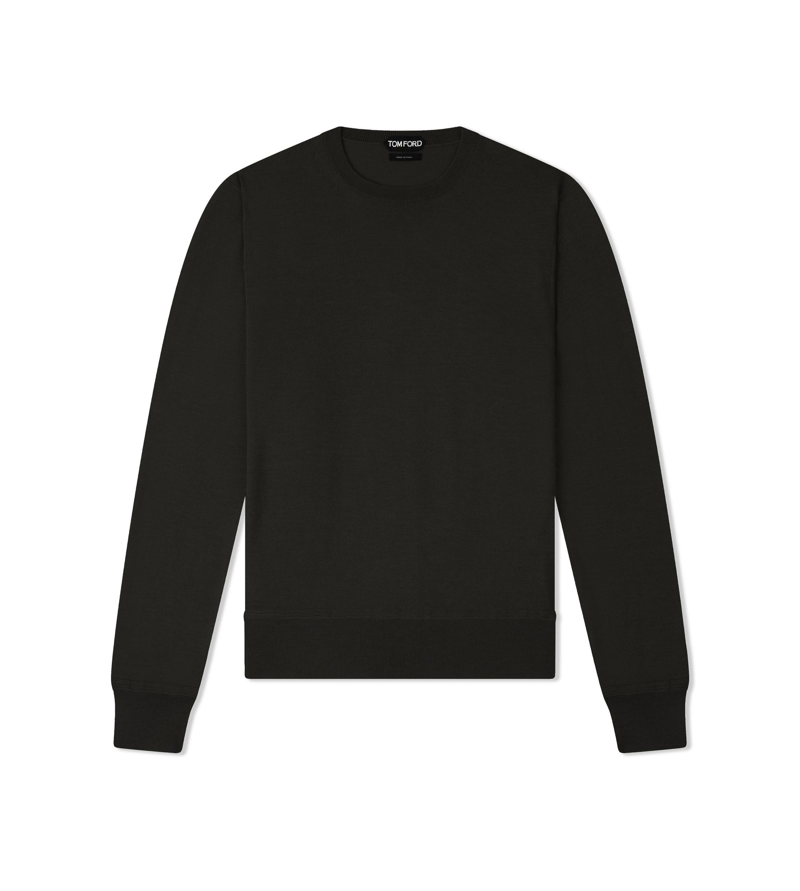 FINE GAUGE CASHMERE SILK CREW NECK - 1