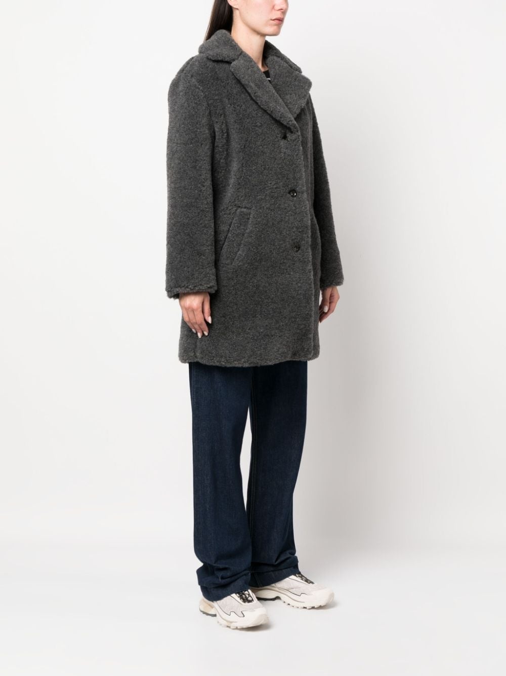 Nicolette brushed single-breasted coat - 3