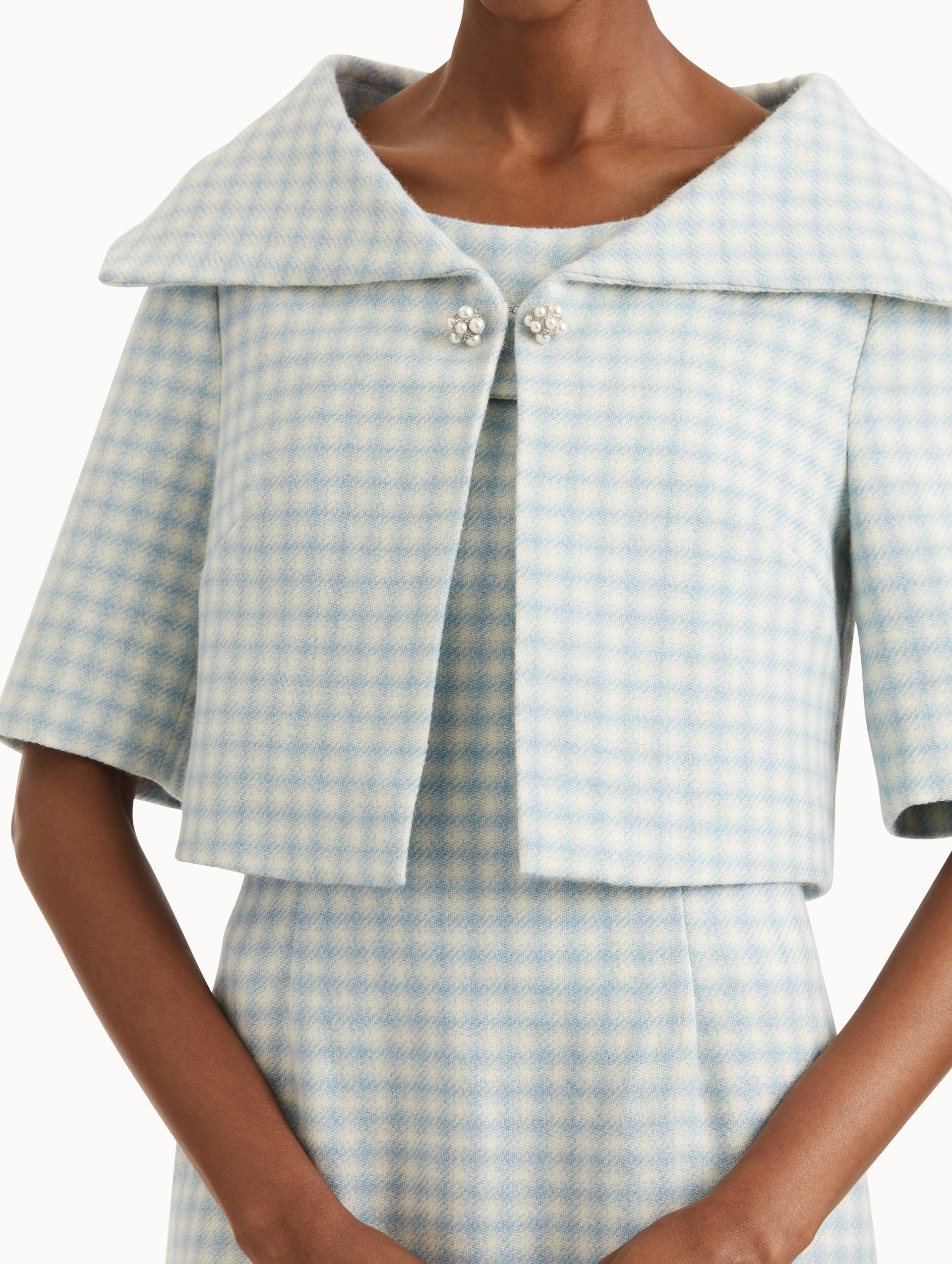 CHECKED TWEED SHORT SLEEVE JACKET - 5