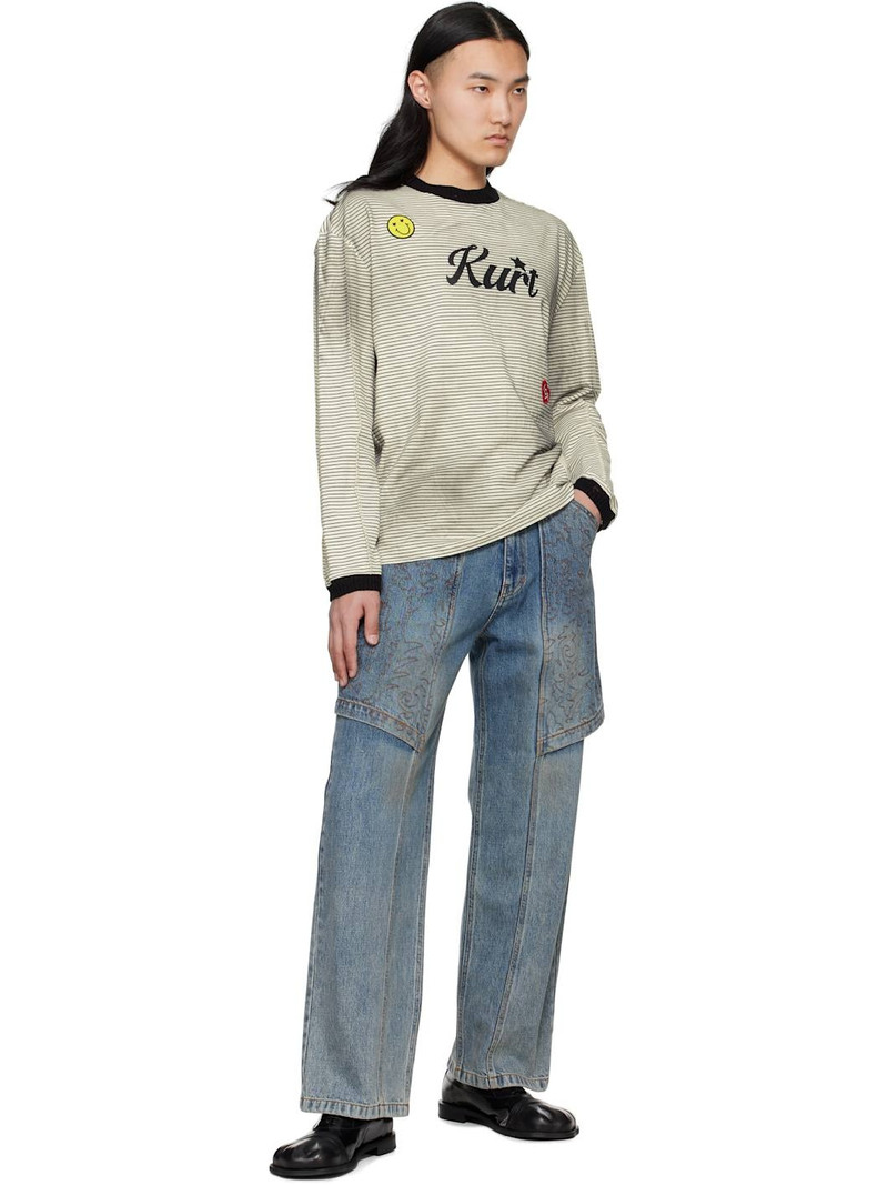 Andersson Bell Black & Off-White 'Kurt' Stripe T-shirt outlook