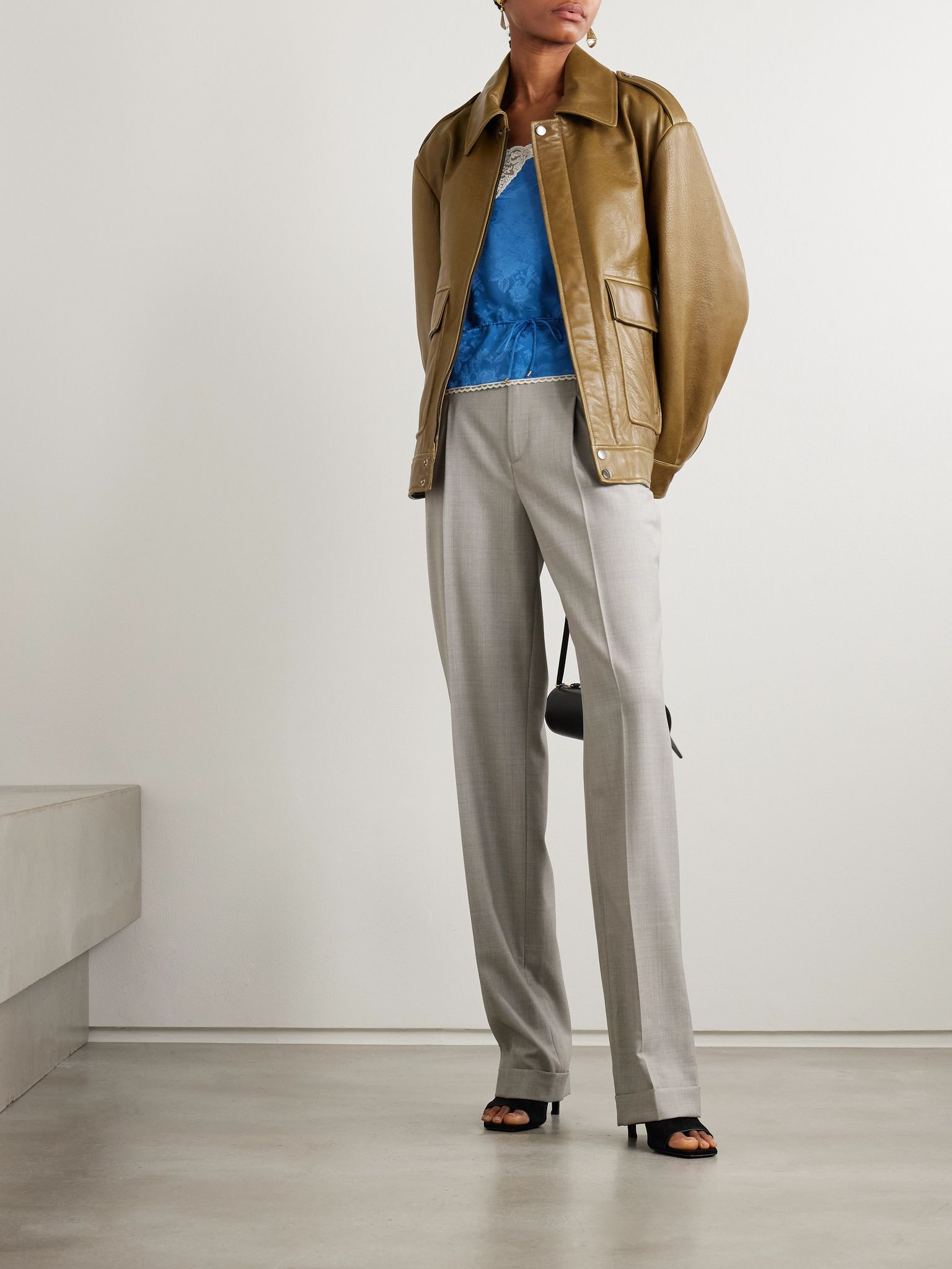 Drey textured-leather jacket Army green - 5