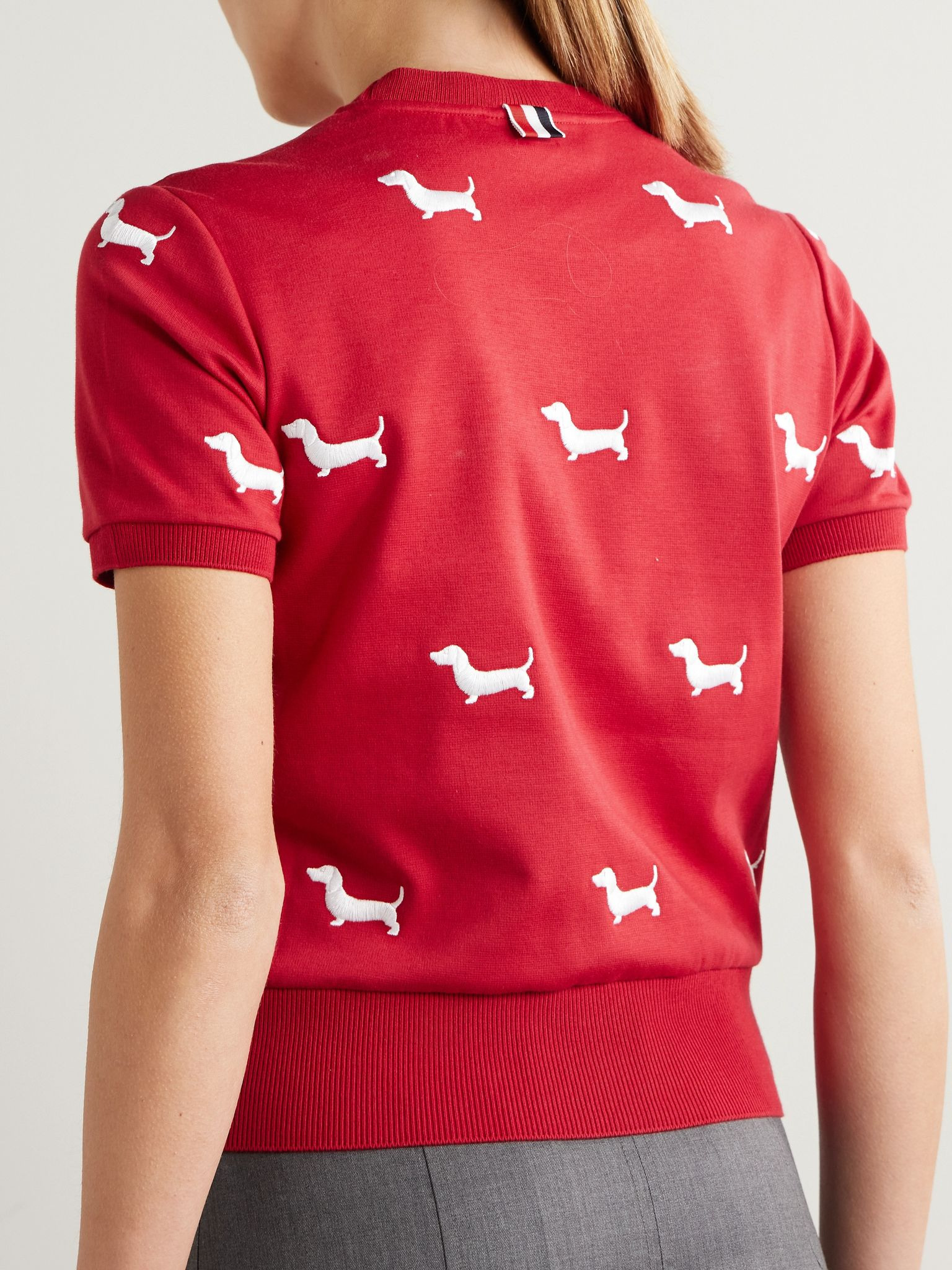 Hector embroidered cotton T-shirt Red - 3