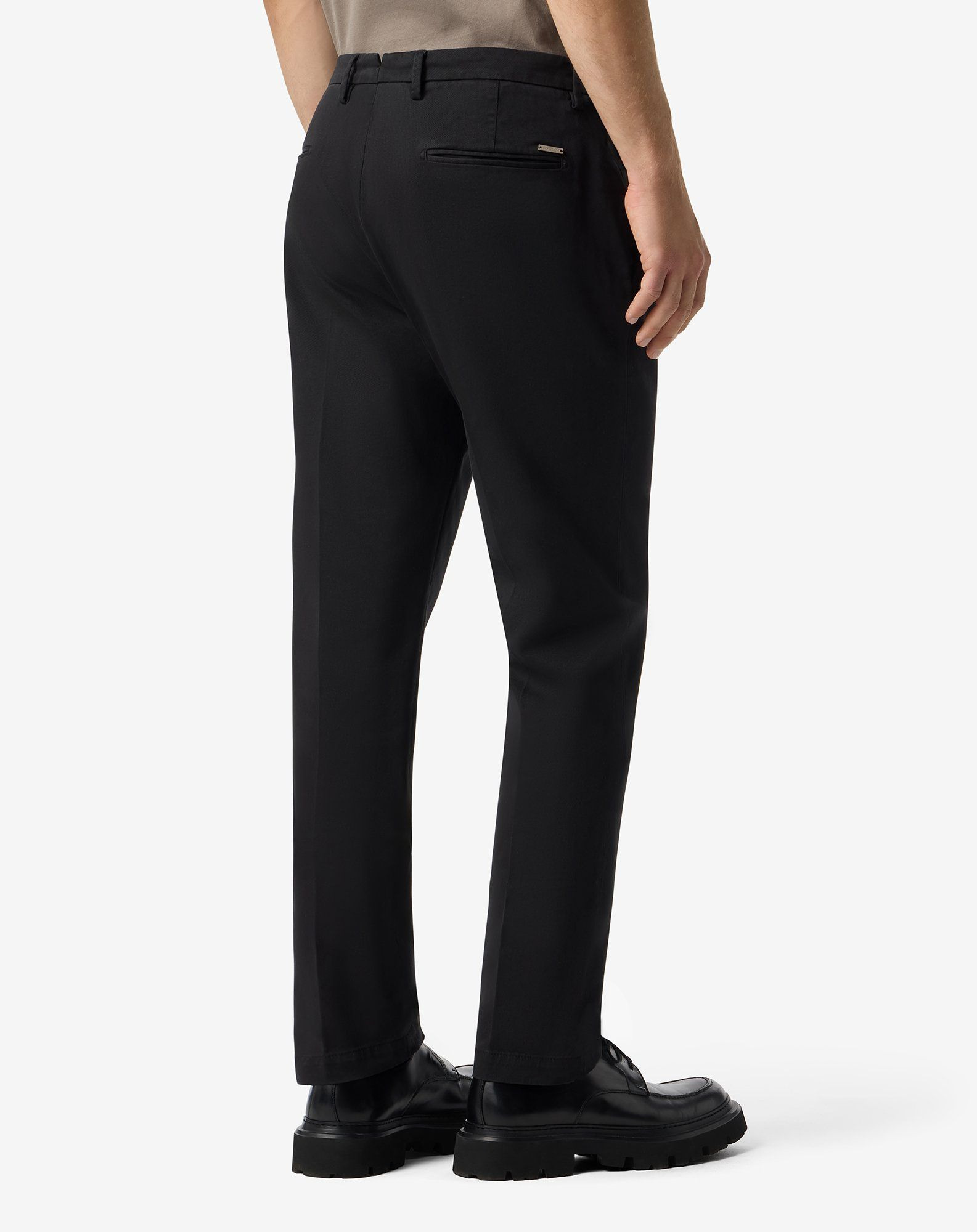 Black garment-dyed stretch cotton trousers - 4