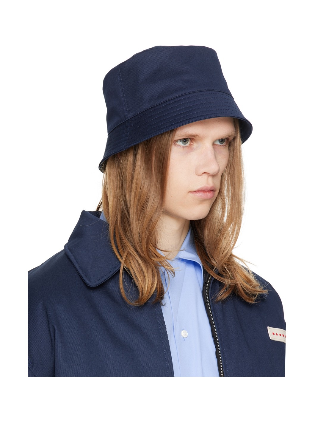 Navy Bio Gabardine Embroidered Logo Bucket Hat - 2