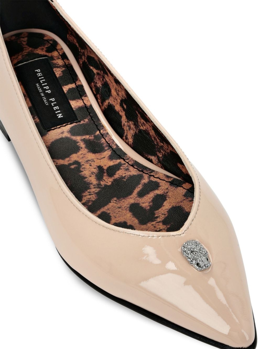 skull detail pointed ballerina shoes - 4