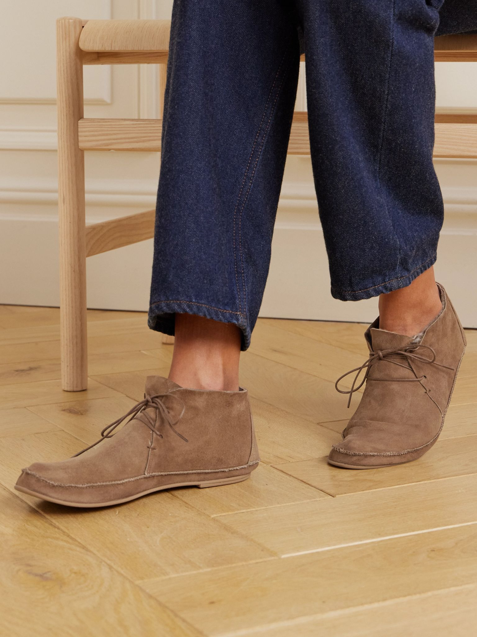Tyler shearling-lined suede ankle boots Tan - 2