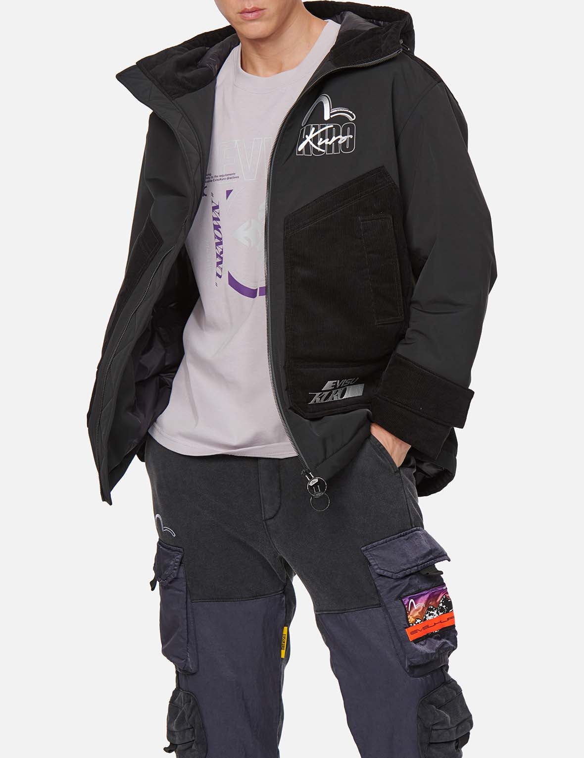 Mixed Fabric Padded Parka - 4