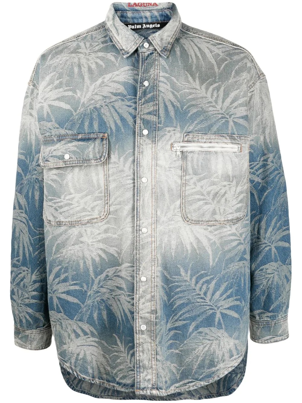 palm-print oversized denim shirt - 1