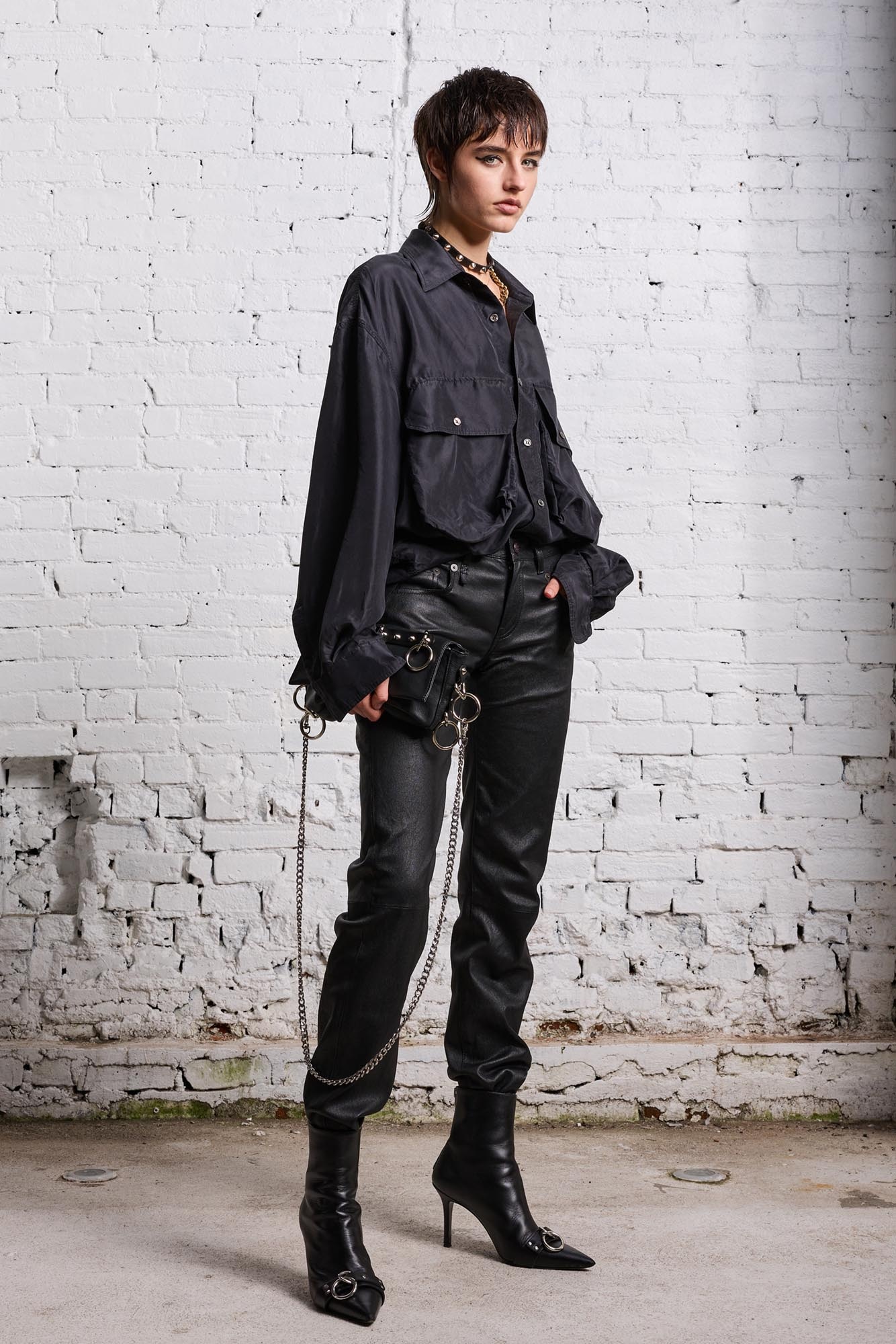 BOY STRAIGHT LEATHER PANT - BLACK - 3