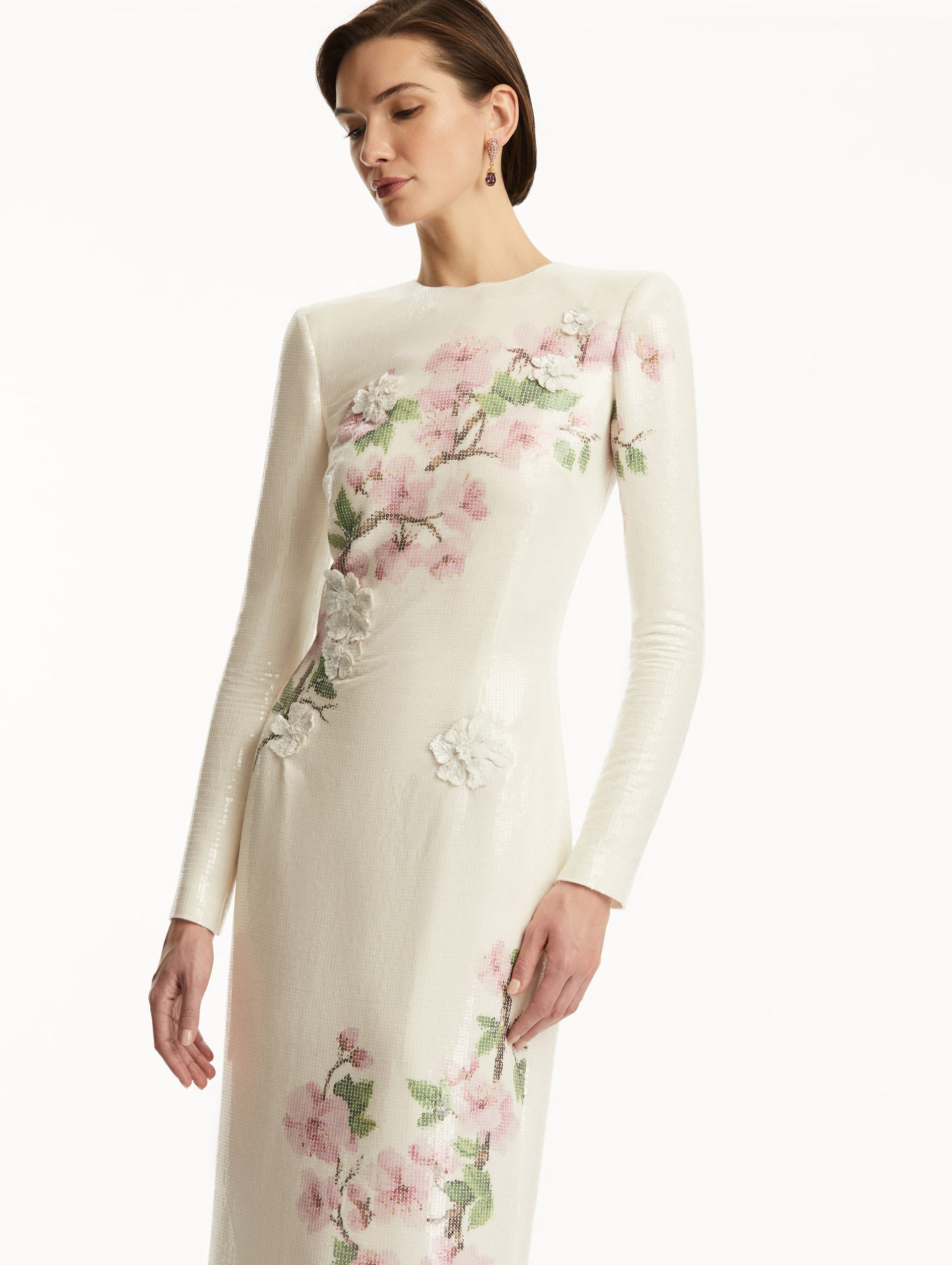 SEQUIN JERSEY CHERRY BLOSSOM GOWN - 5
