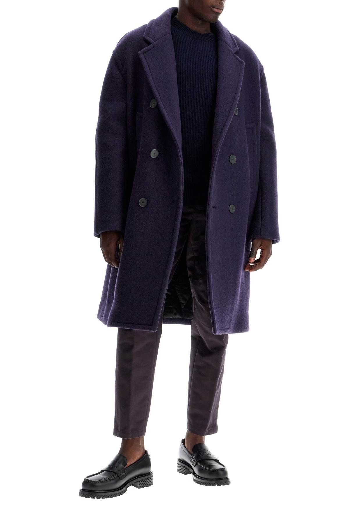 DOUBLE-BREASTED HEAVY WOOL COAT - 2