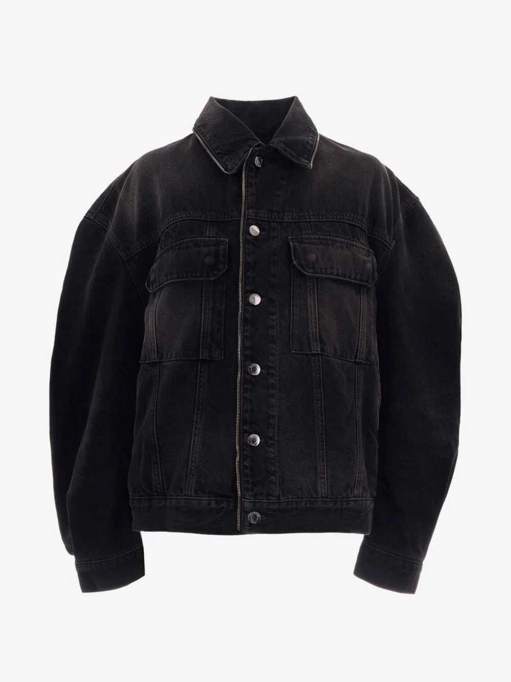 zip-detail denim jacket - 1