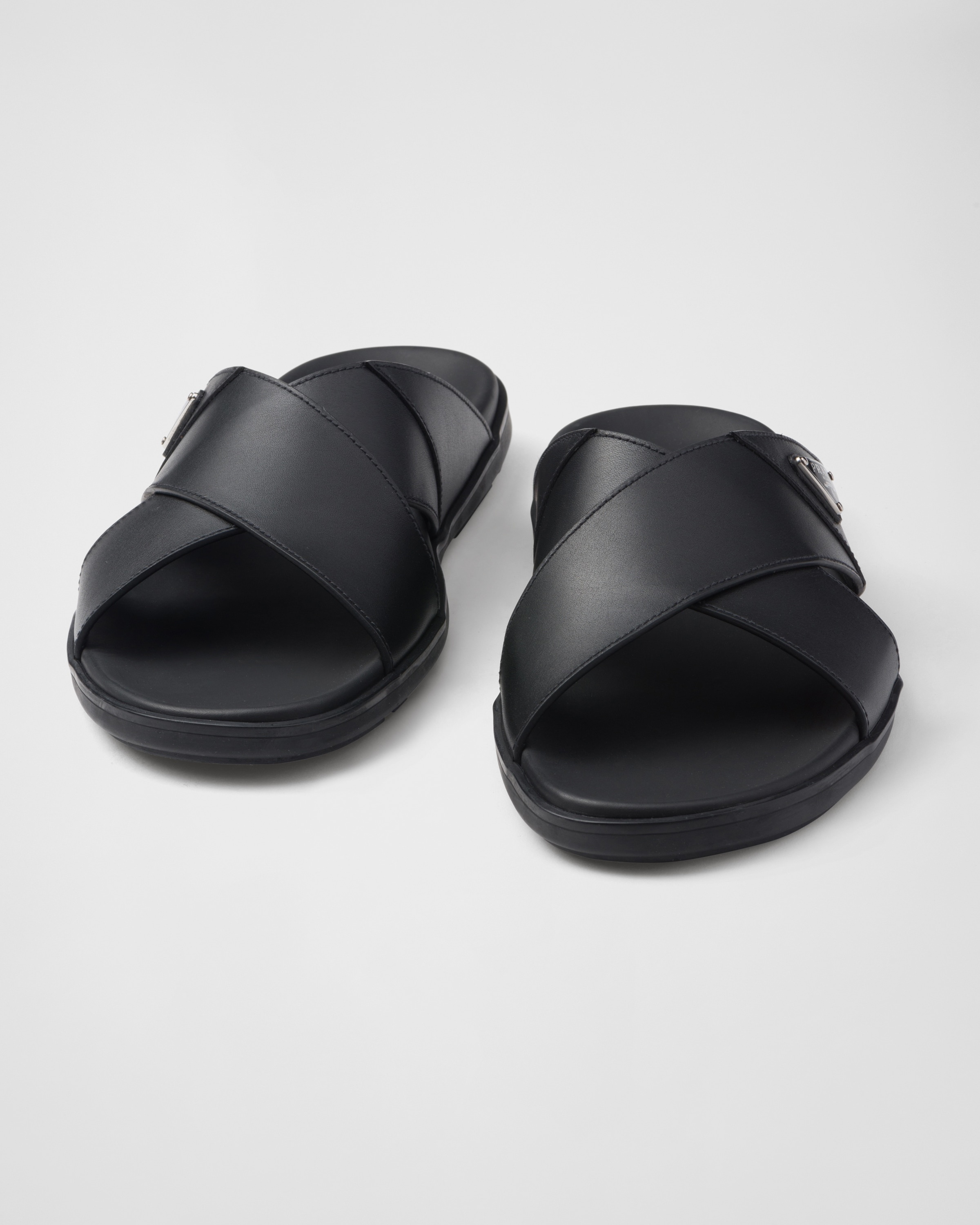 Leather crisscross slides - 6