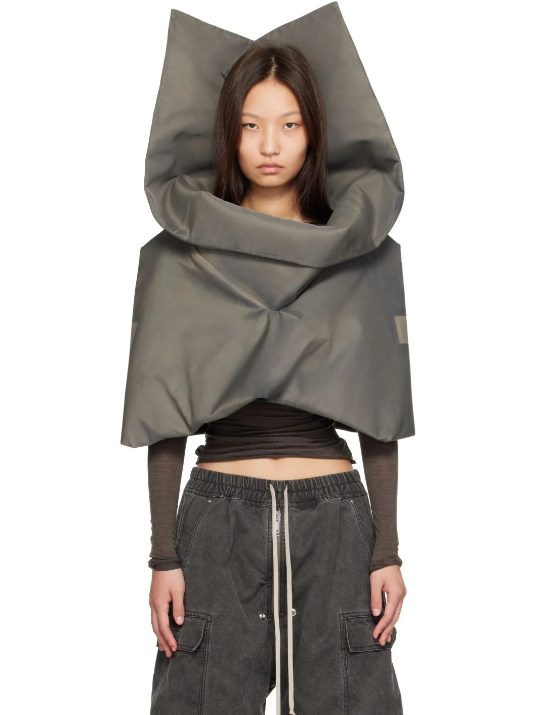 Gray Tower Cowl Top - 1