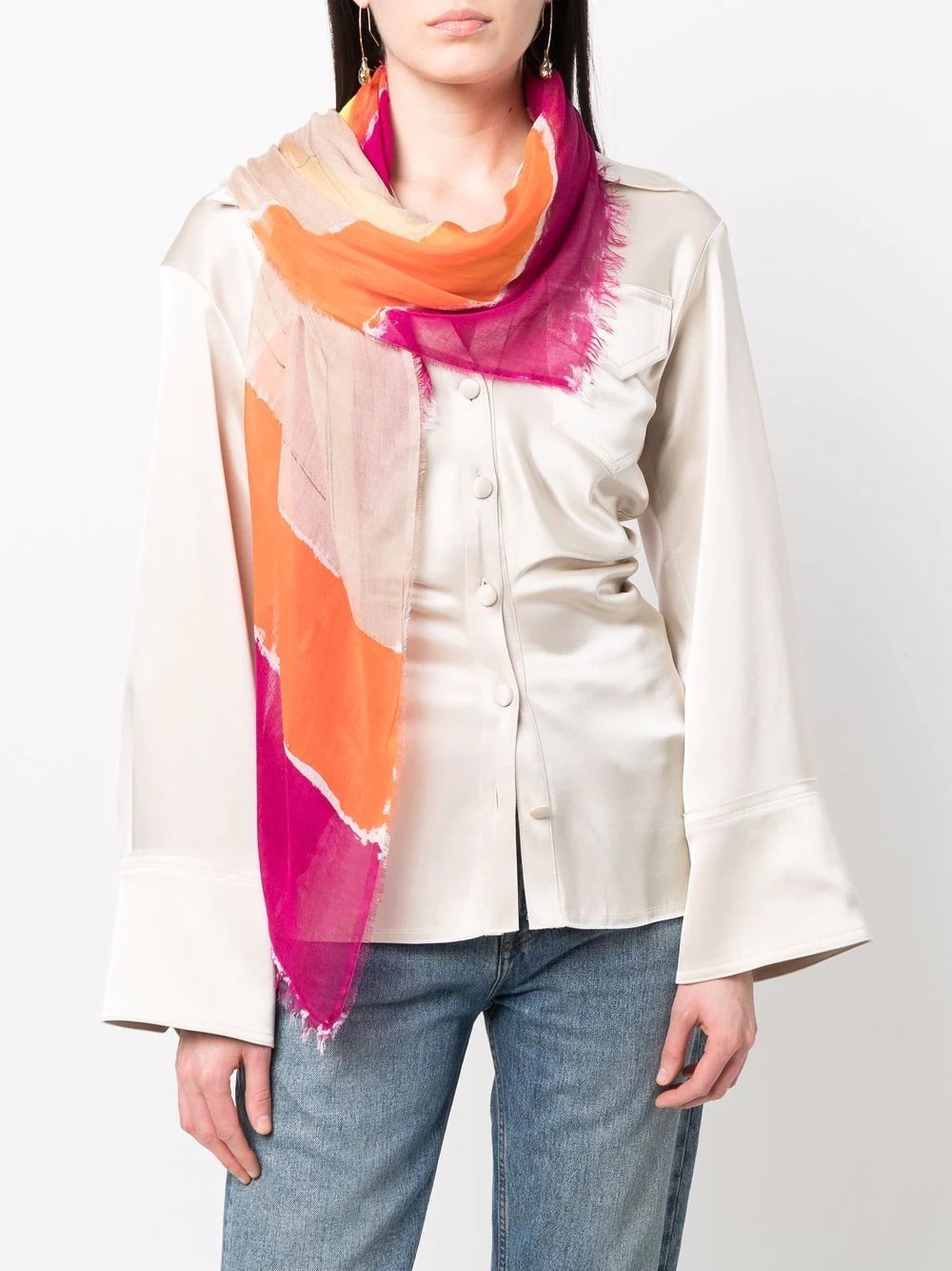 paint-print fine-knit scarf - 2