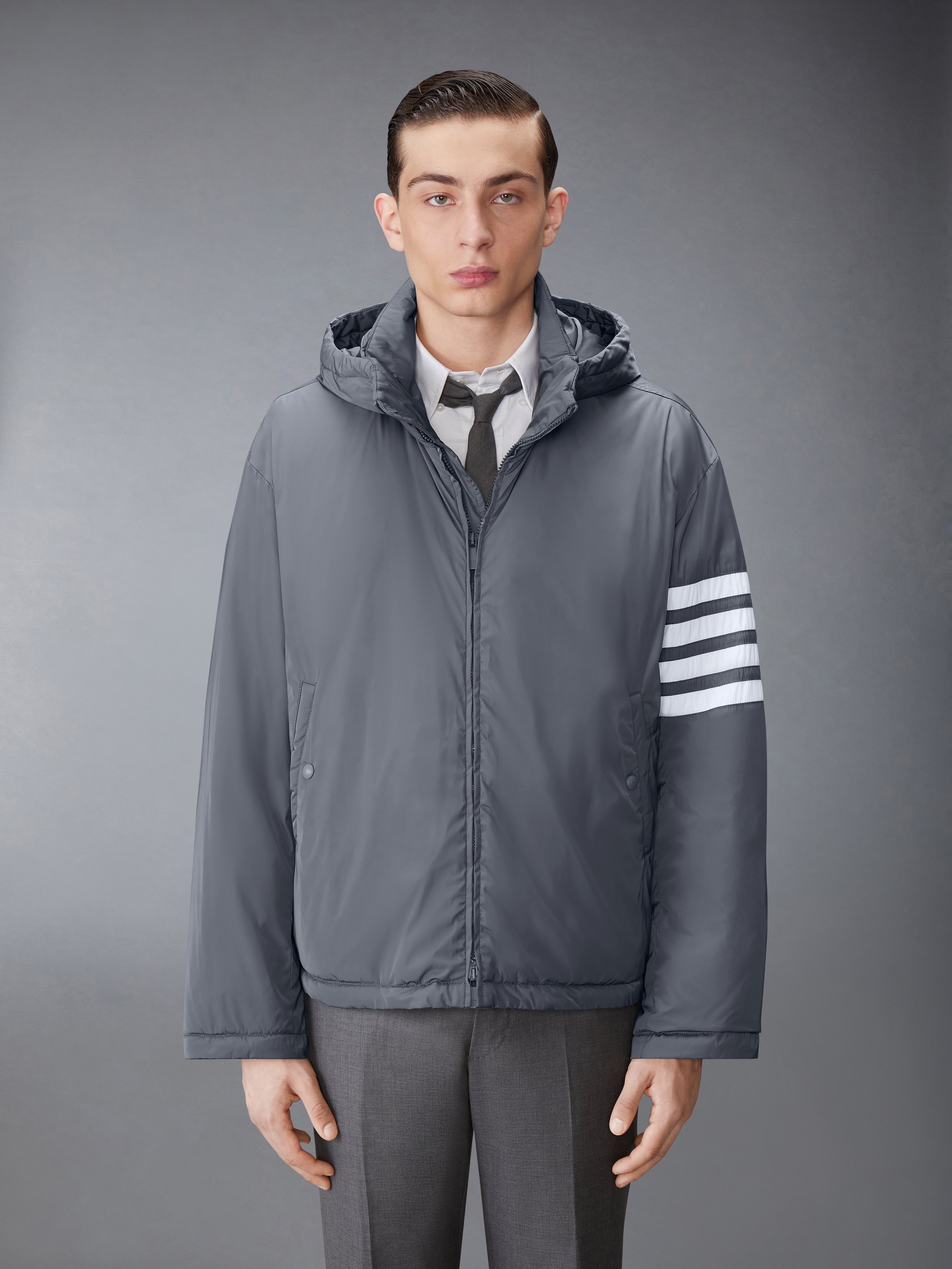 POLY TWILL 4-BAR DOWN FILL ZIP HOODIE JACKET - 2