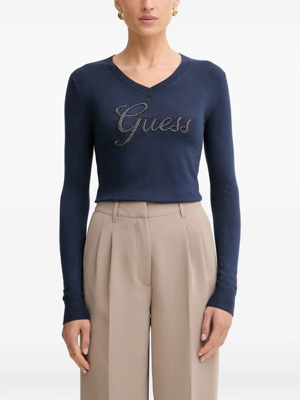 crystal-embellished logo-print sweater - 1