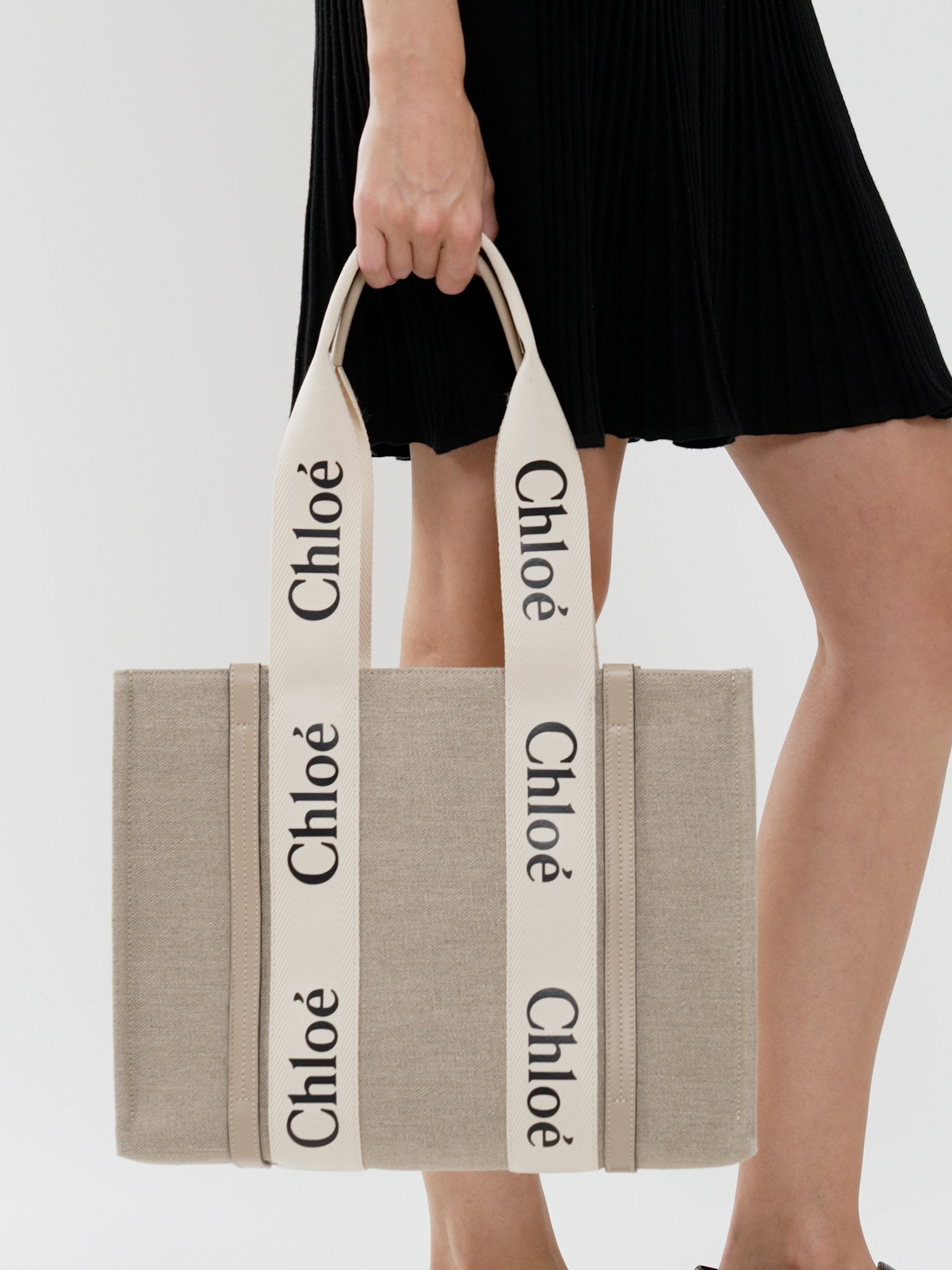 WOODY TOTE BAG IN LINEN - 4