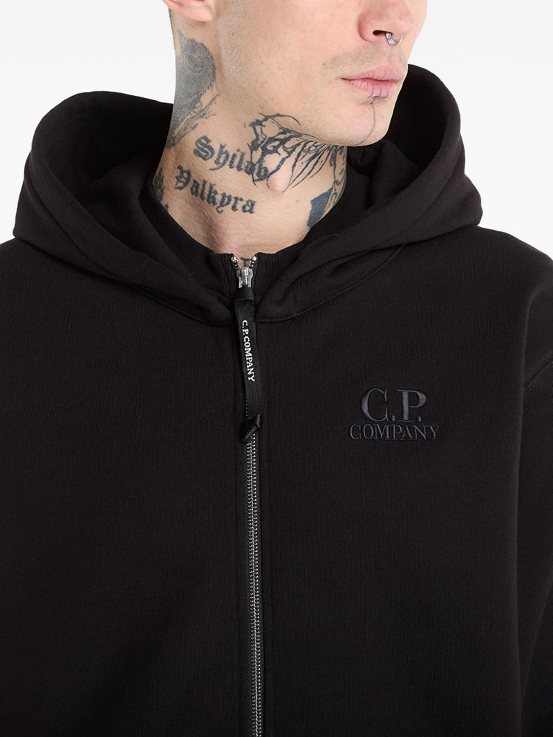 Diagonal Raised zip-up cotton hoodie 4