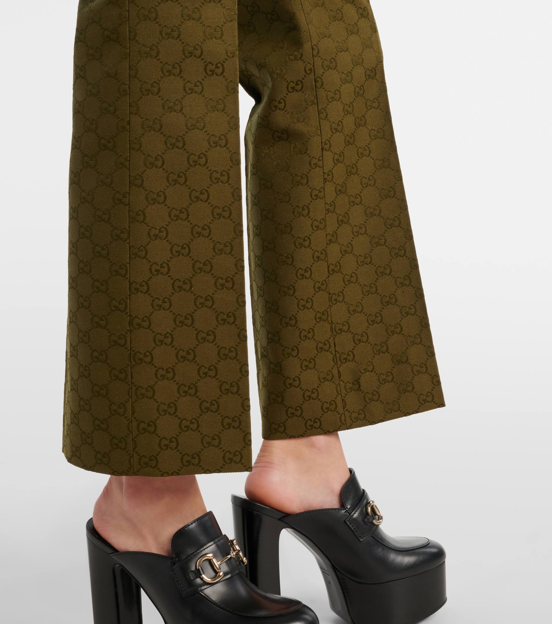 GG Canvas cotton-blend bootcut pants - 5