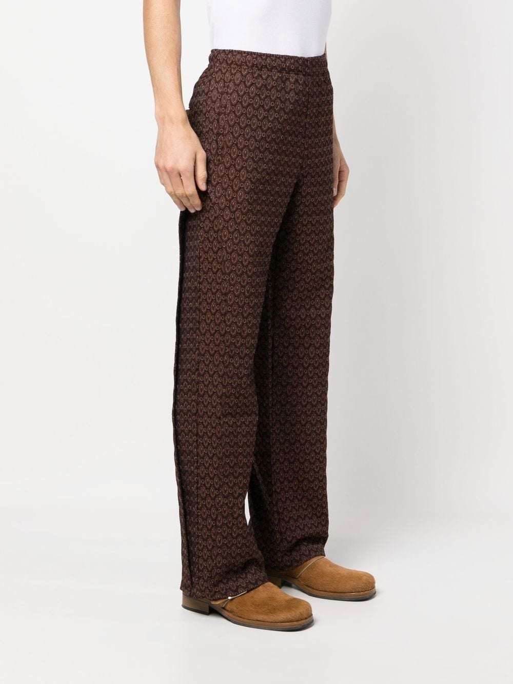 jacquard layered panel trousers - 3