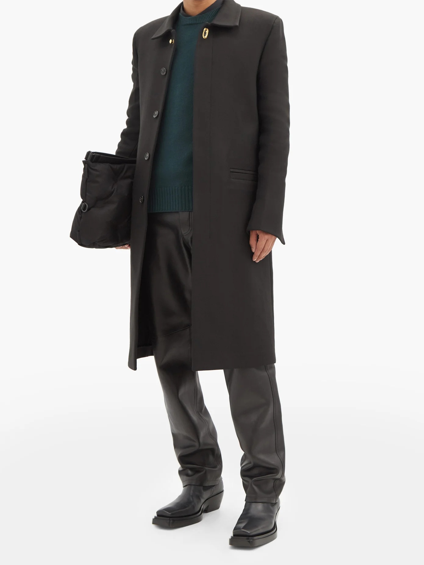 Single-breasted technical-crepe coat - 2