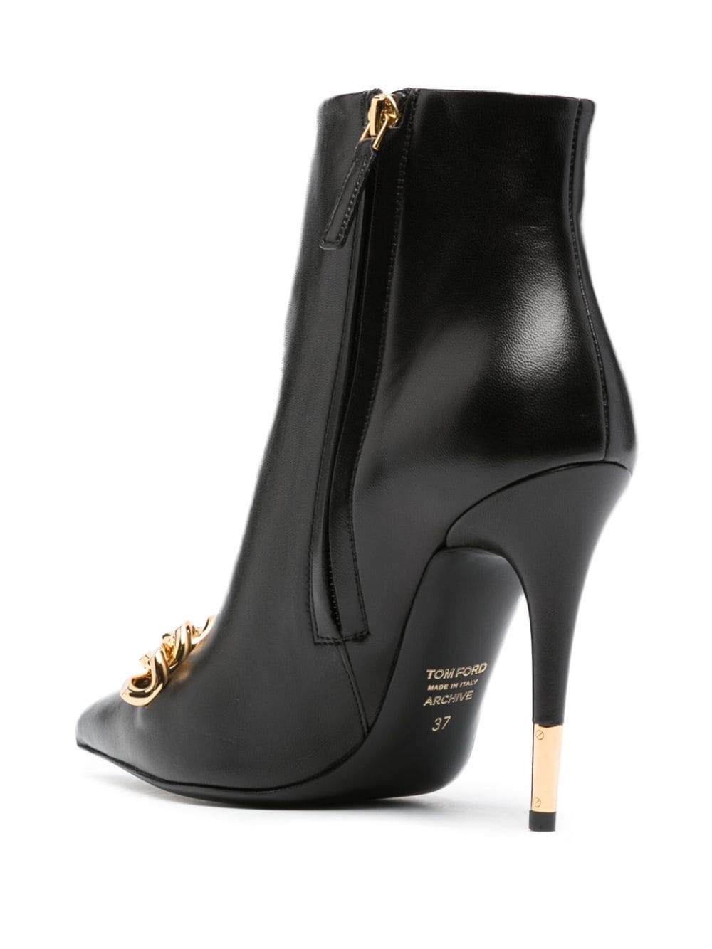 chain-detail leather ankle boots - 3
