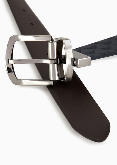 EMPORIO ARMANI Reversible leather belt with all-over monogram outlook