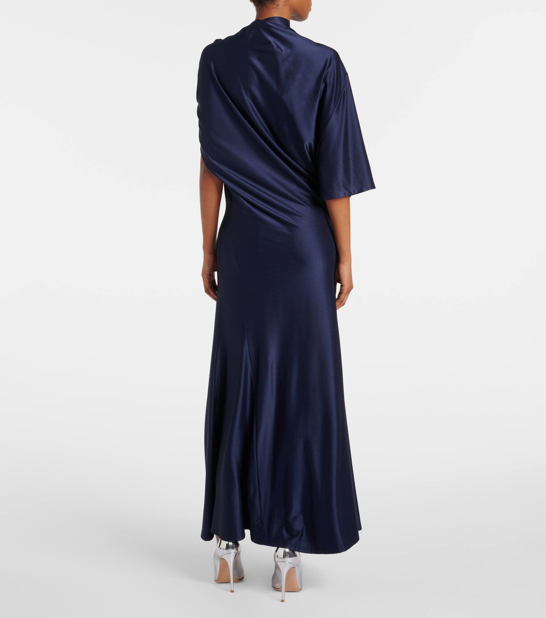 Draped asymmetric jersey maxi dress - 3
