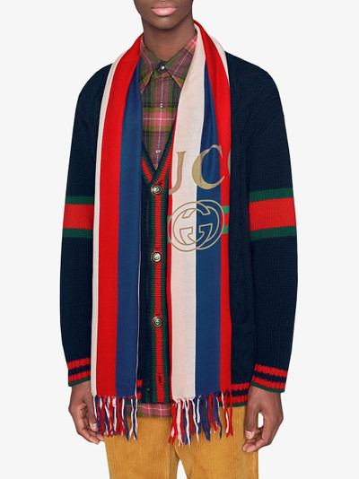 GUCCI Sylvie stripe modal silk scarf outlook