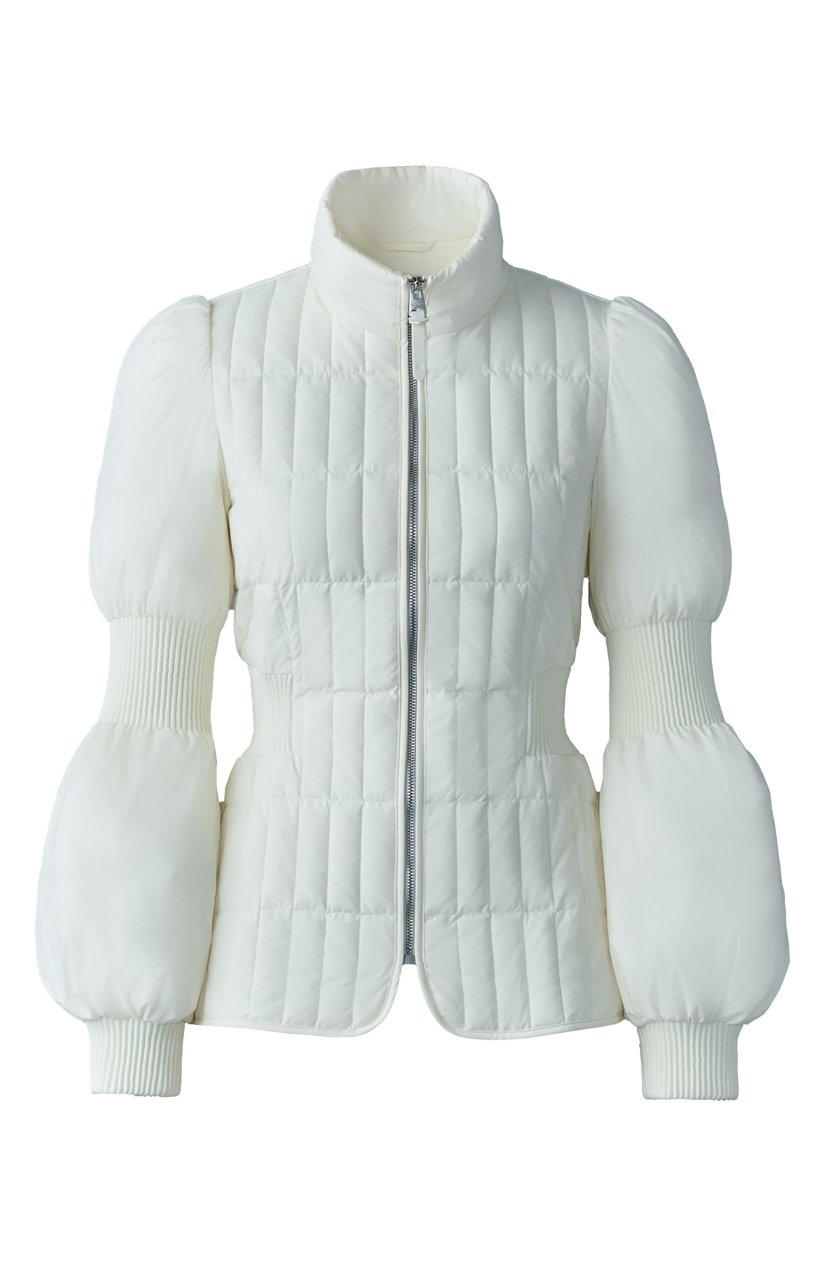Mackage Felicia Smocked Panel Down Jacket in Cream at Nordstrom - 5