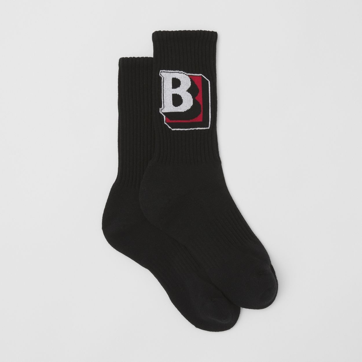 Letter Graphic Intarsia Cotton Blend Socks - 3