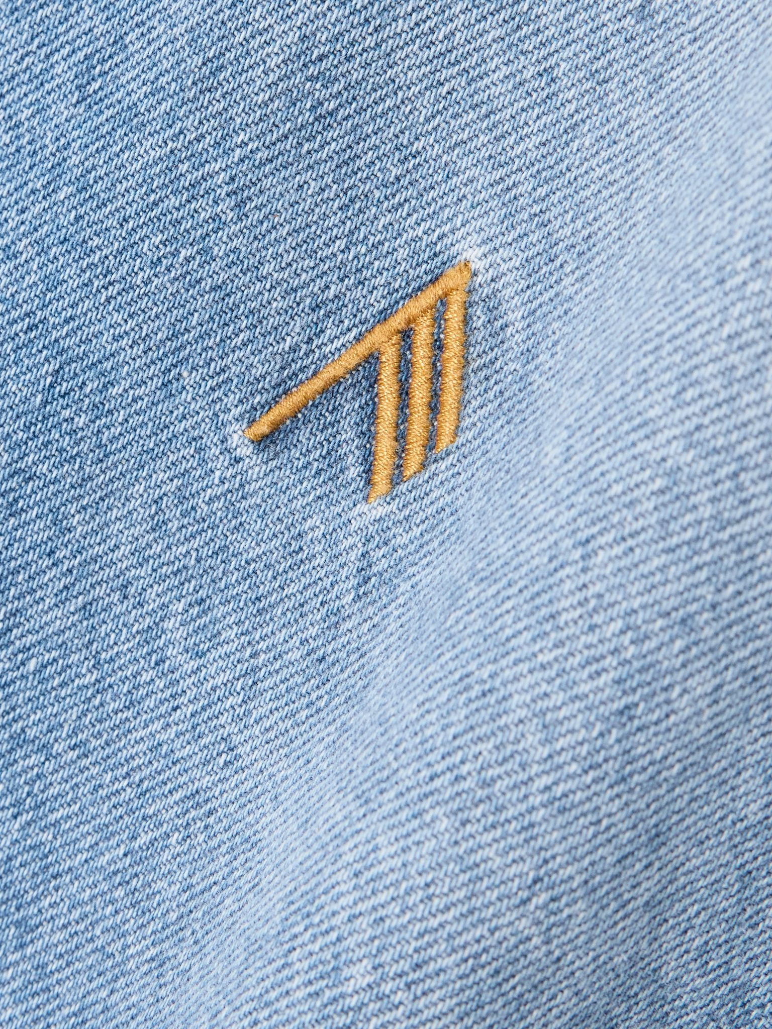Oversized embroidered denim shirt Blue - 4