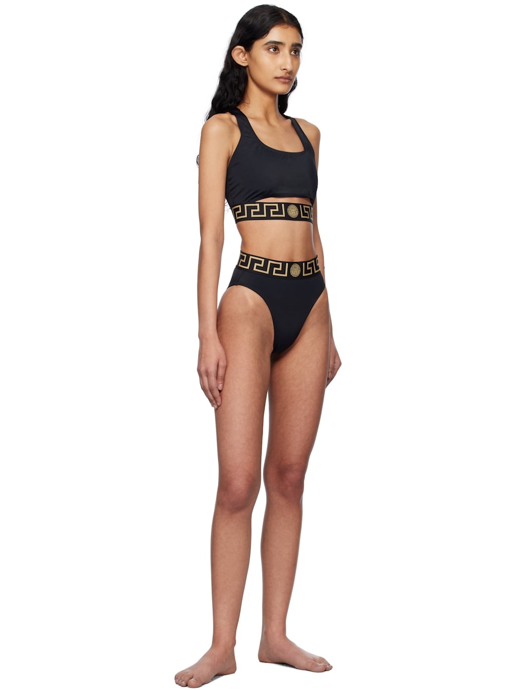 Black Greca Border Bikini Top - 4