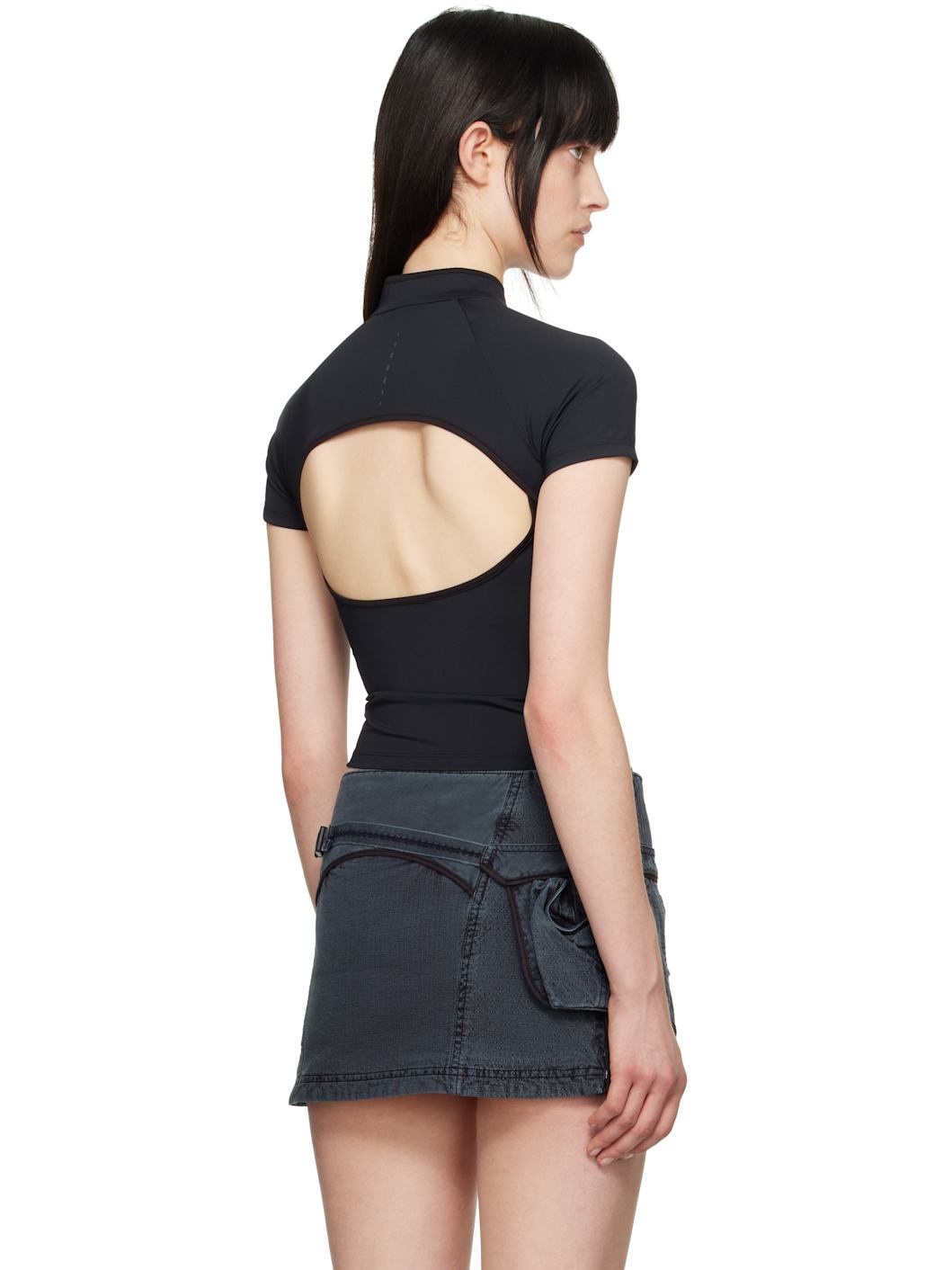 Navy Slashed Zip T-shirt - 3