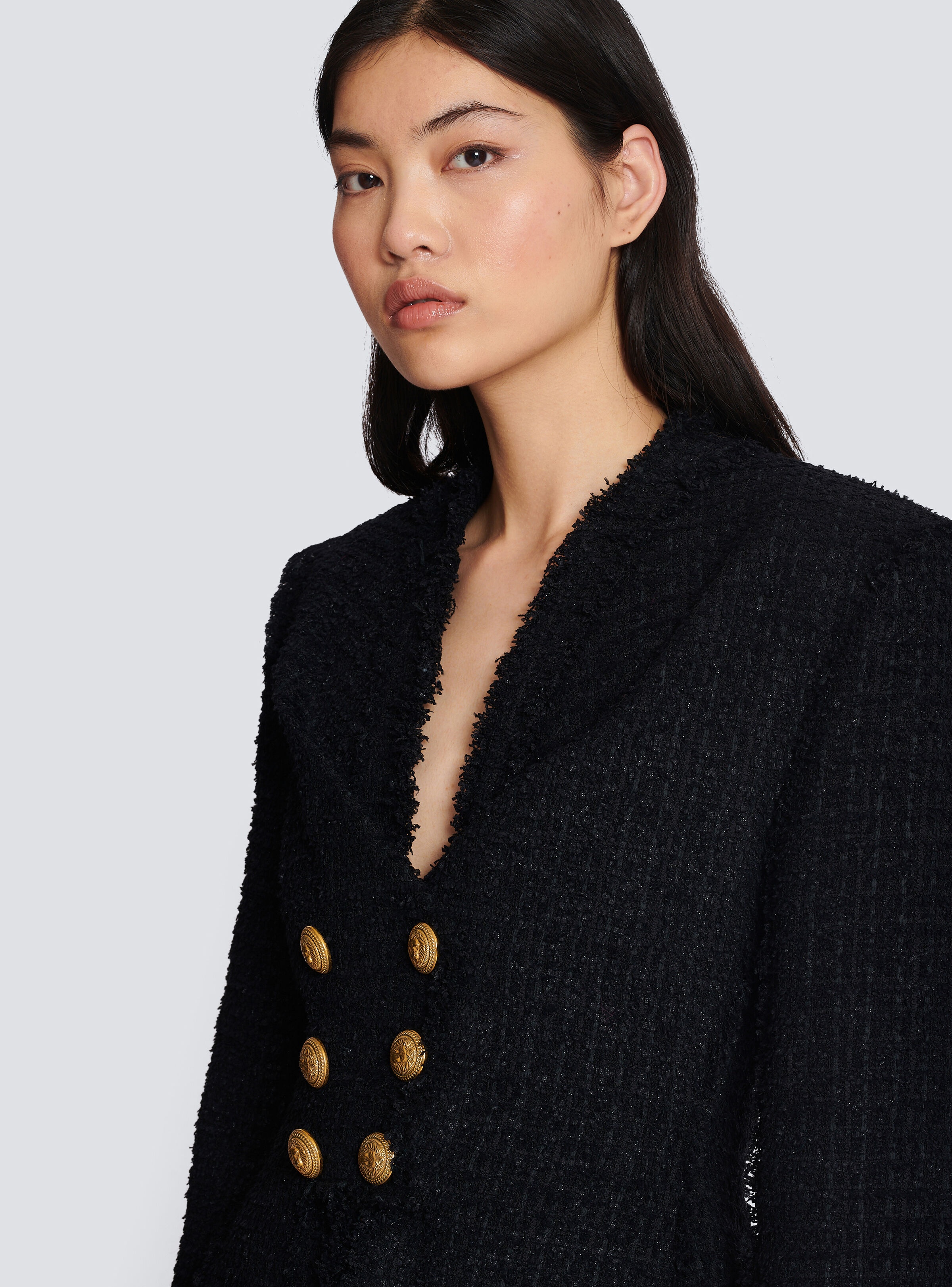 Collarless tweed jacket - 8