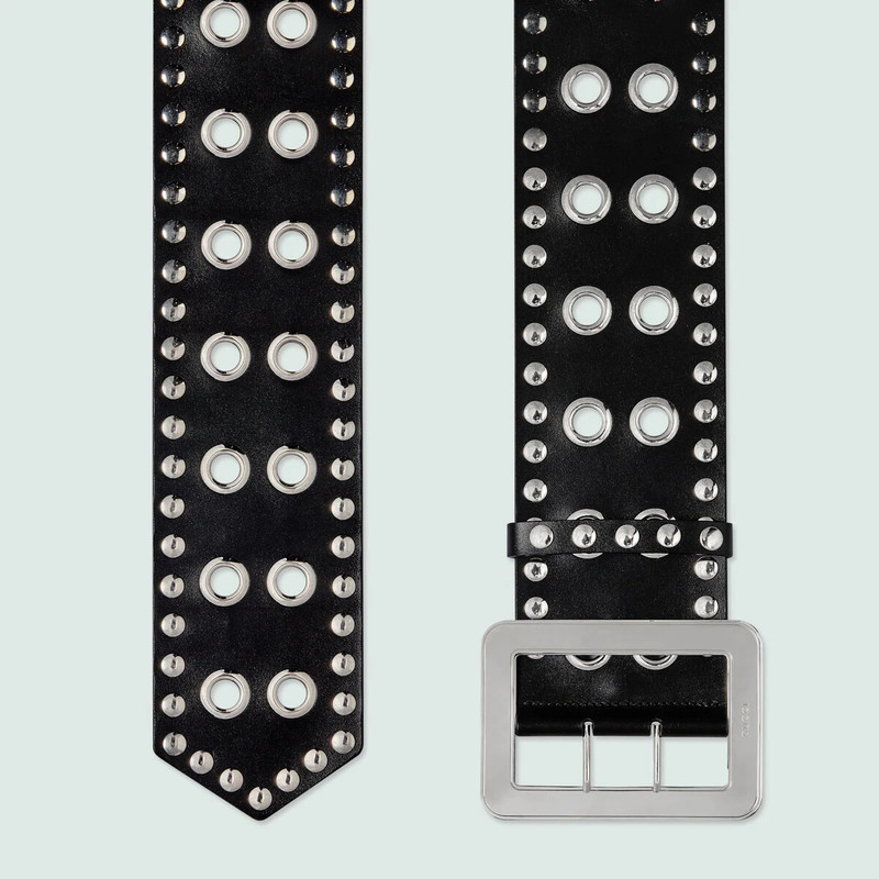 GUCCI Wide belt with eyelet and stud motif outlook