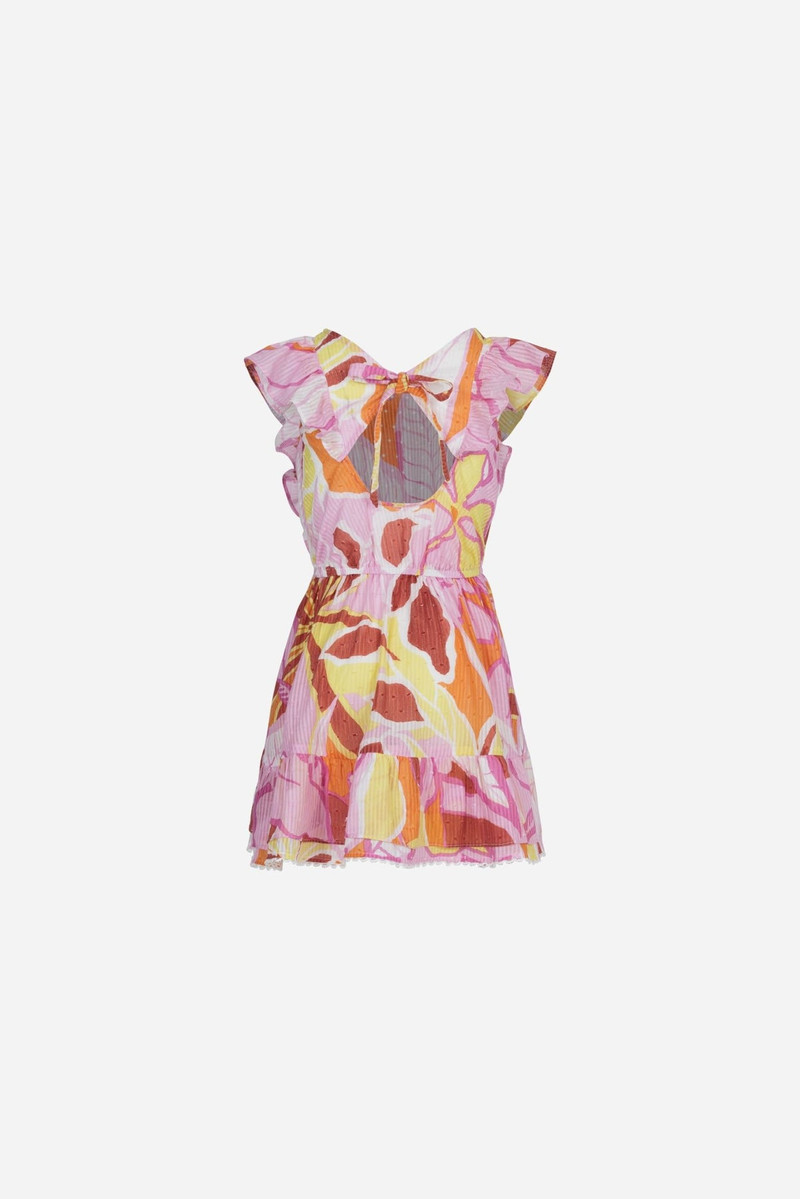 Poupette St Barth Mini Dress Kora for girls - Pink Macro Lilium outlook