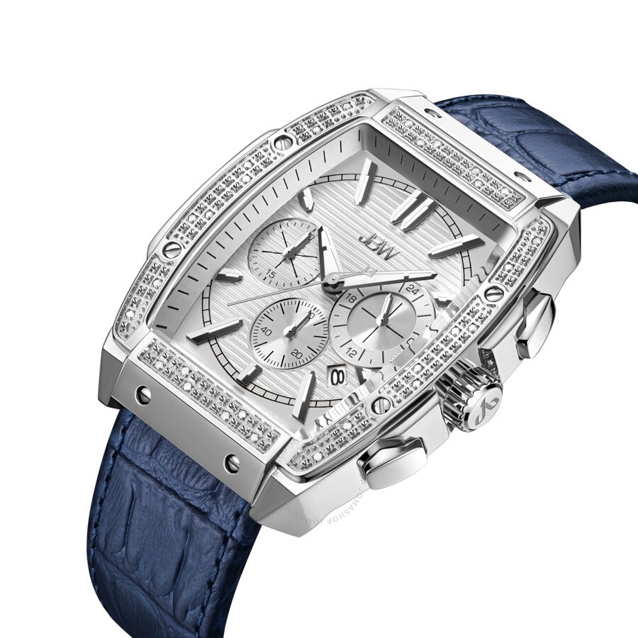 Jbw - JBW Echelon Quartz Silver Dial Blue Leather Men's Watch J6379C - 2