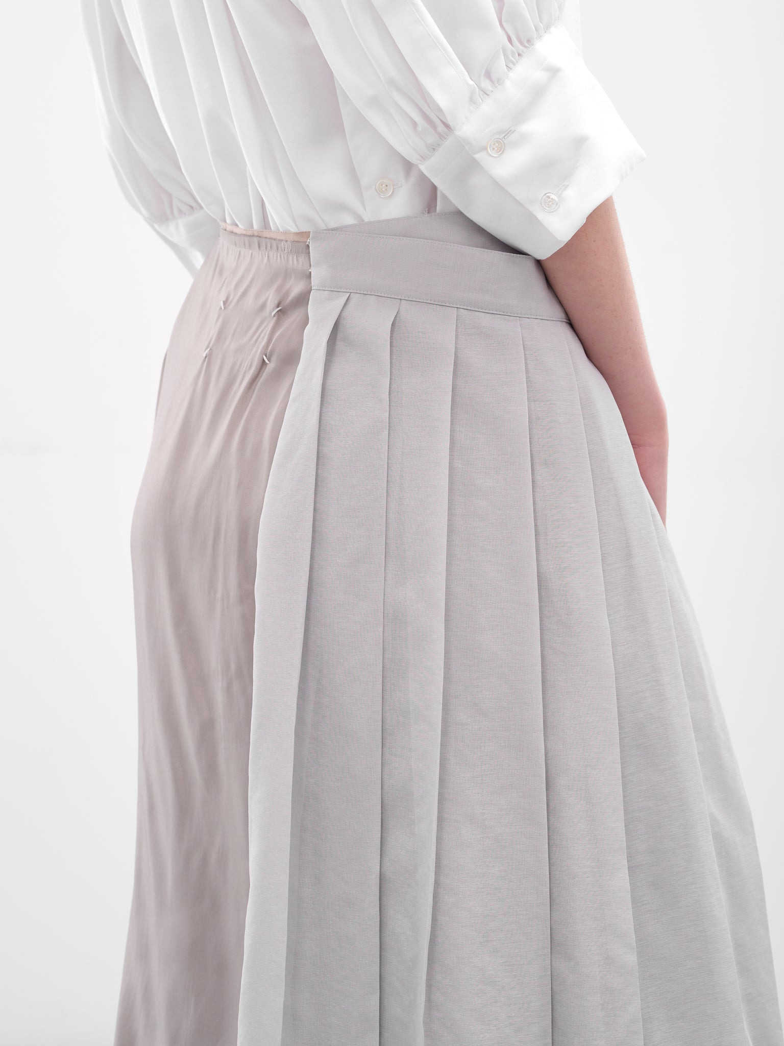 Gray Deconstructed Asymmetric Midi Skirt - 5