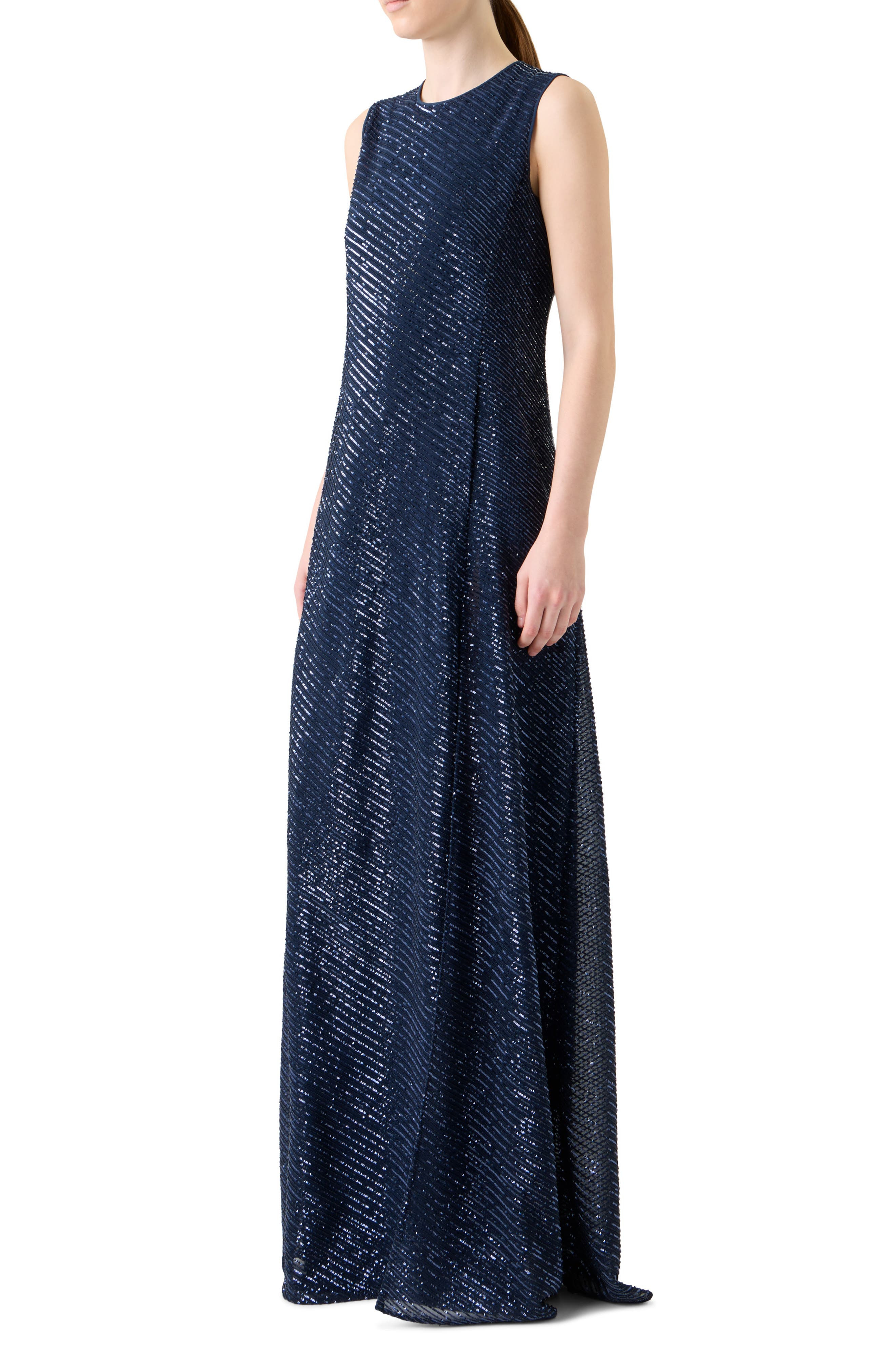 Akris Bias Stripe Sequin Gown in Denim Blue at Nordstrom - 3