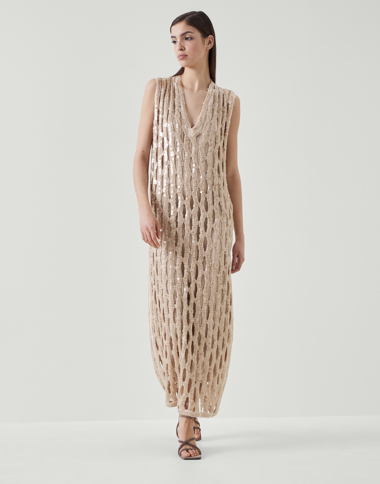 Dazzling mesh dress in linen and silk - 1