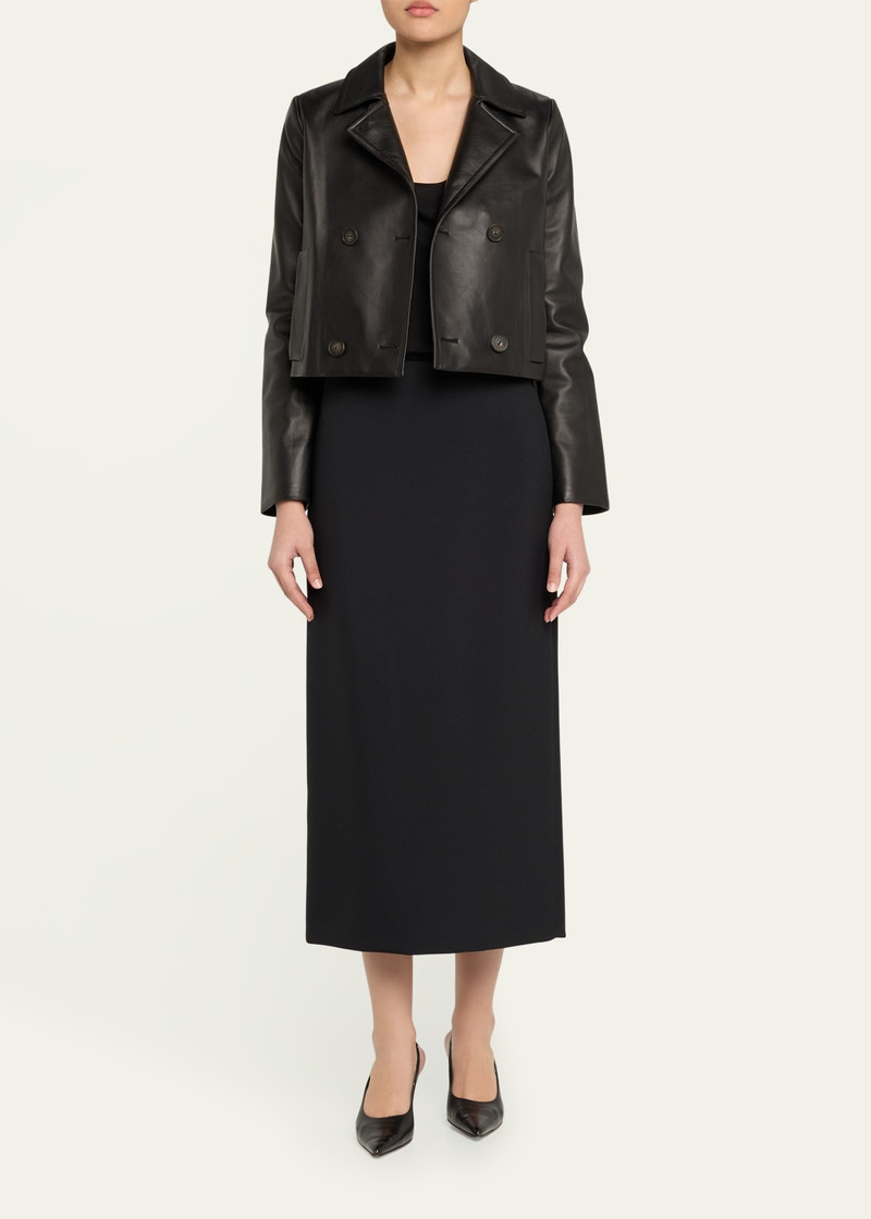 Vince Shrunken Leather Peacoat outlook