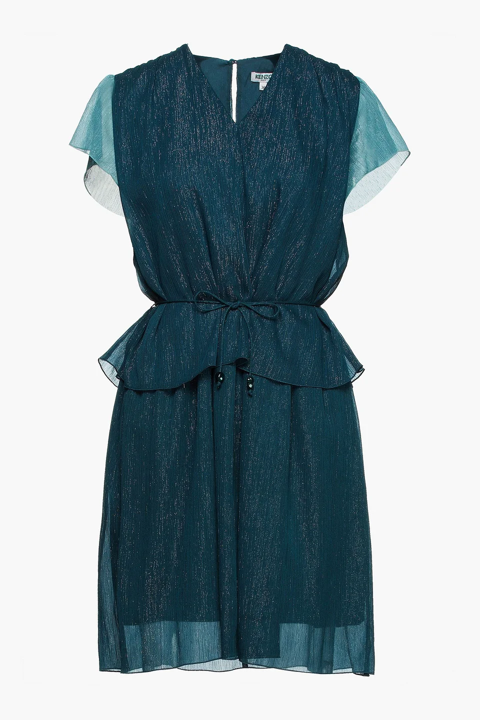 Two-tone metallic crepon peplum mini dress - 1