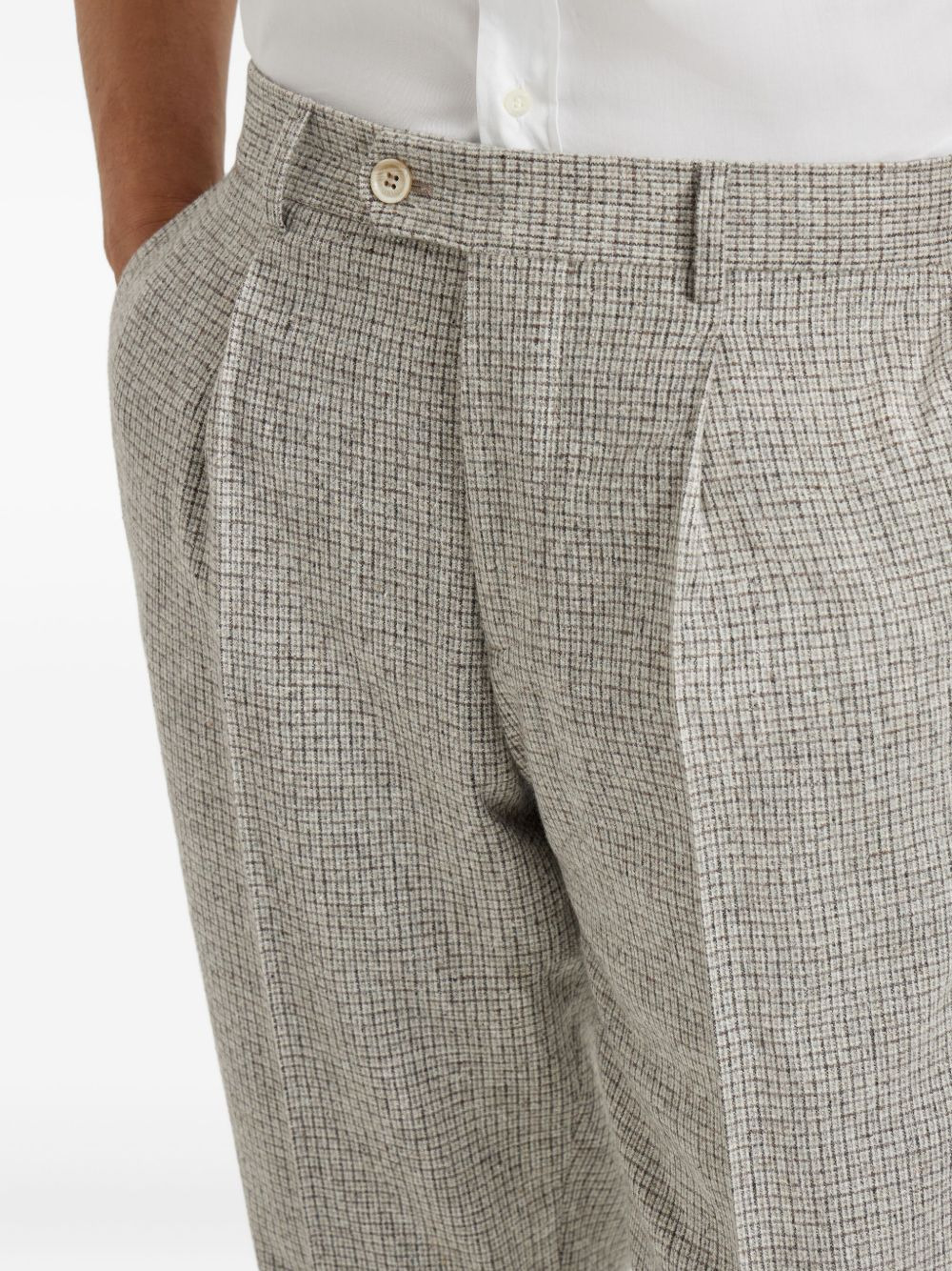 pleated-front check-pattern trousers - 5
