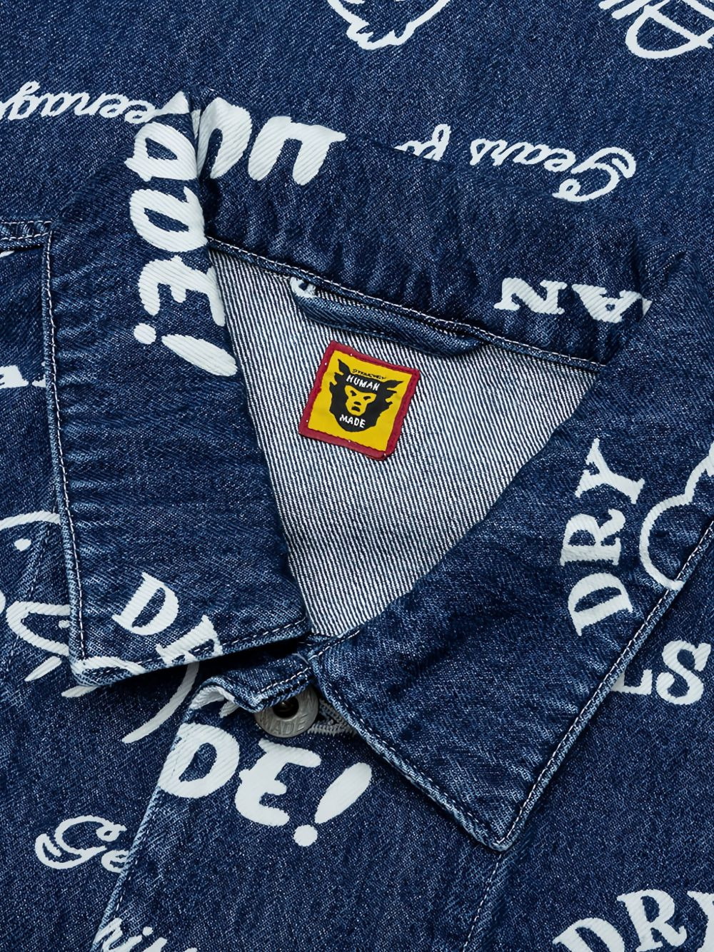 all-over print denim jacket - 3