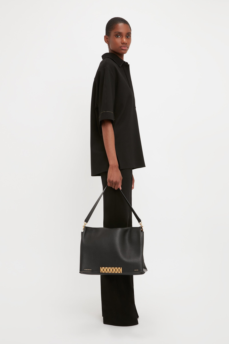 Pointed Collar Oversized Shirt In Black 6